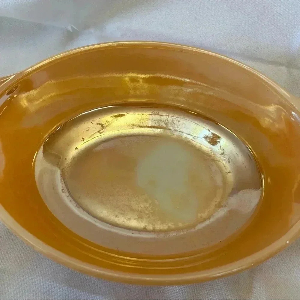 Vintage Orange Lusterware Casserole Dish - Picture 3 of 7